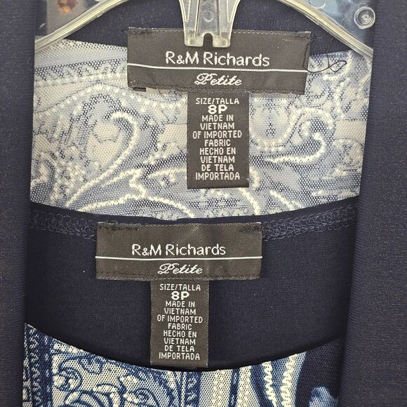 R&M Richards Women's Dress Set Sz 8 Petite Blue Floral Print Professional Office - Picture 3 of 11